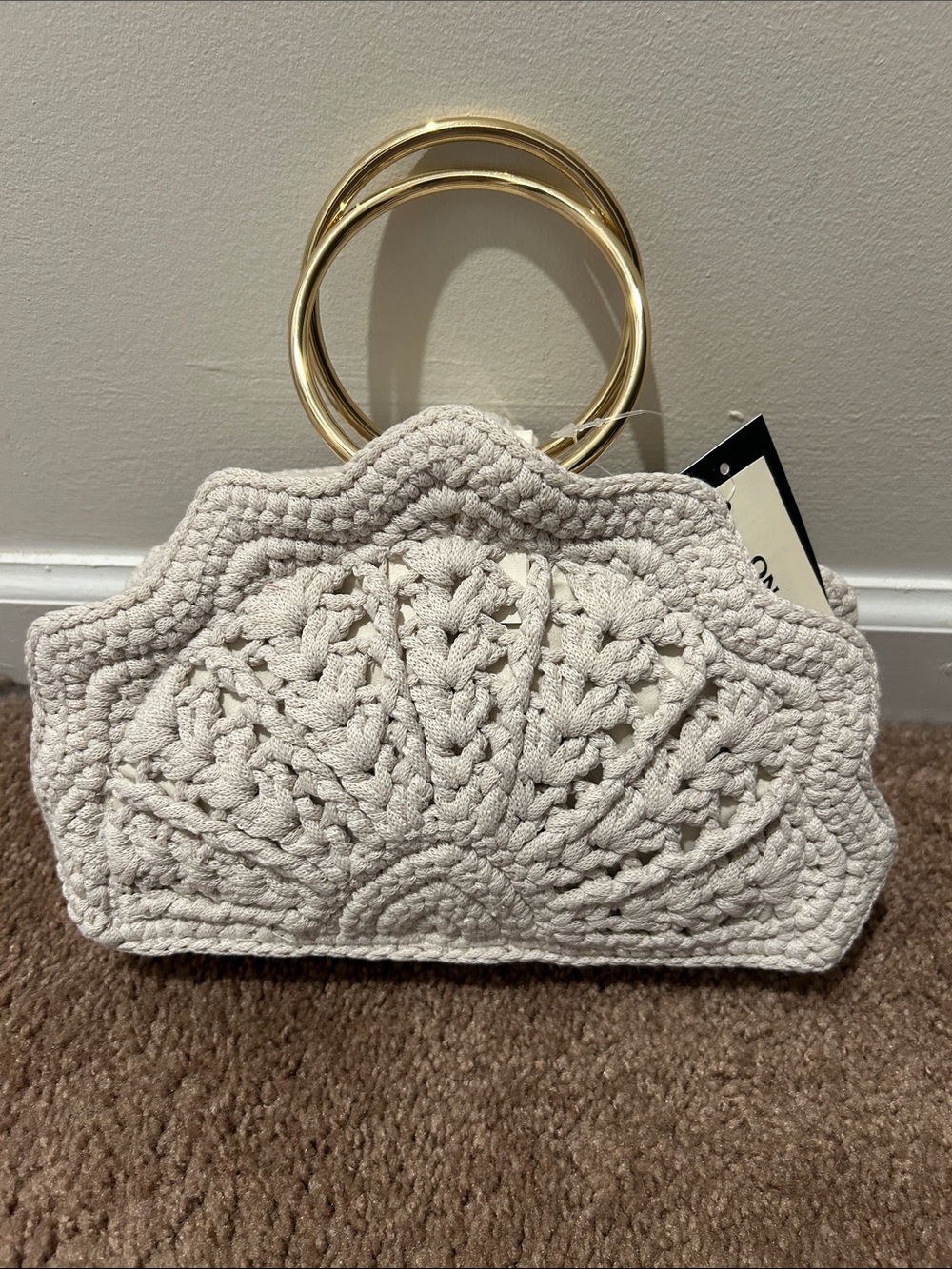 NWT! Top handle crochet handbag